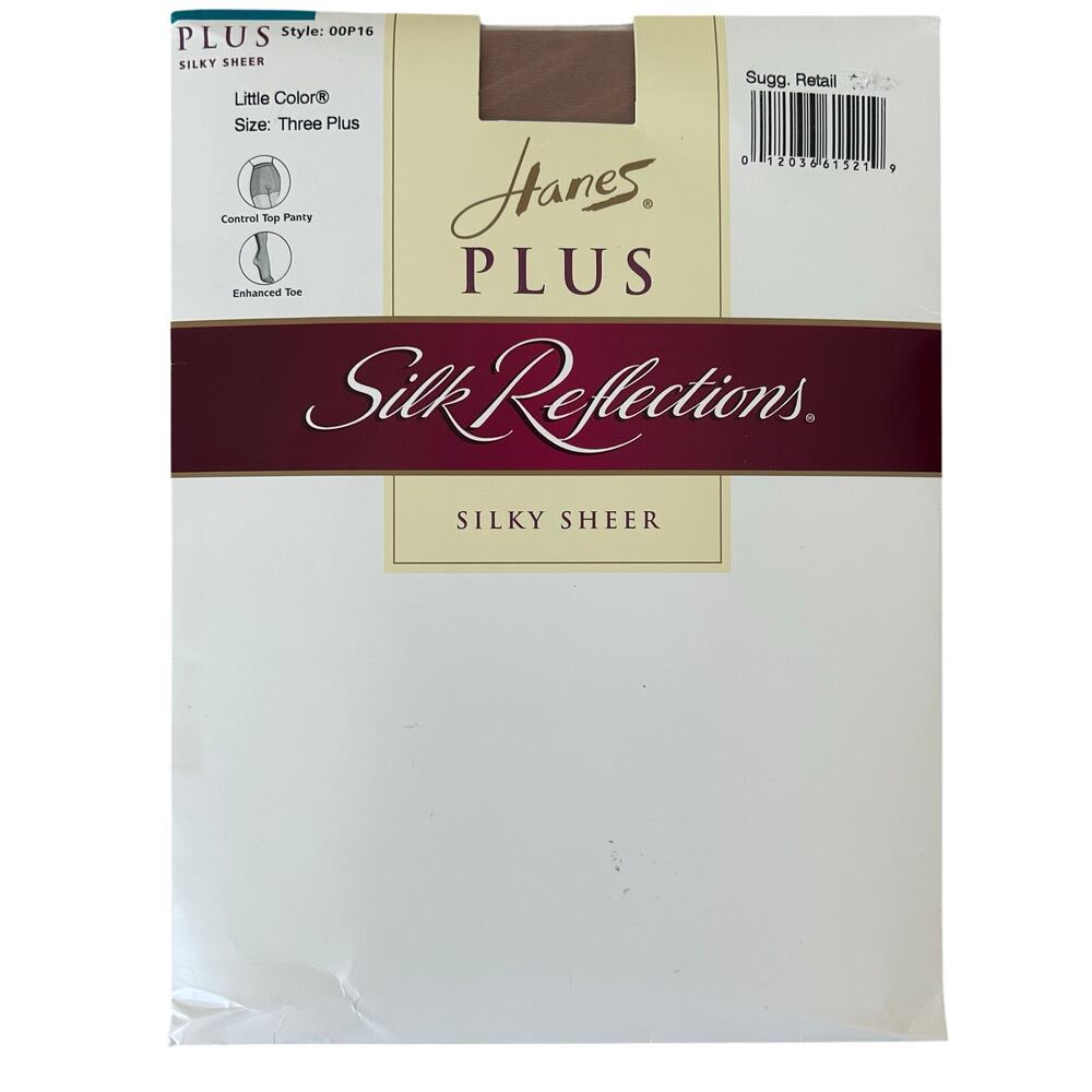 New Vintage Hanes silk reflections Sheer support pantyhose 90s Y2K nude 3X plus